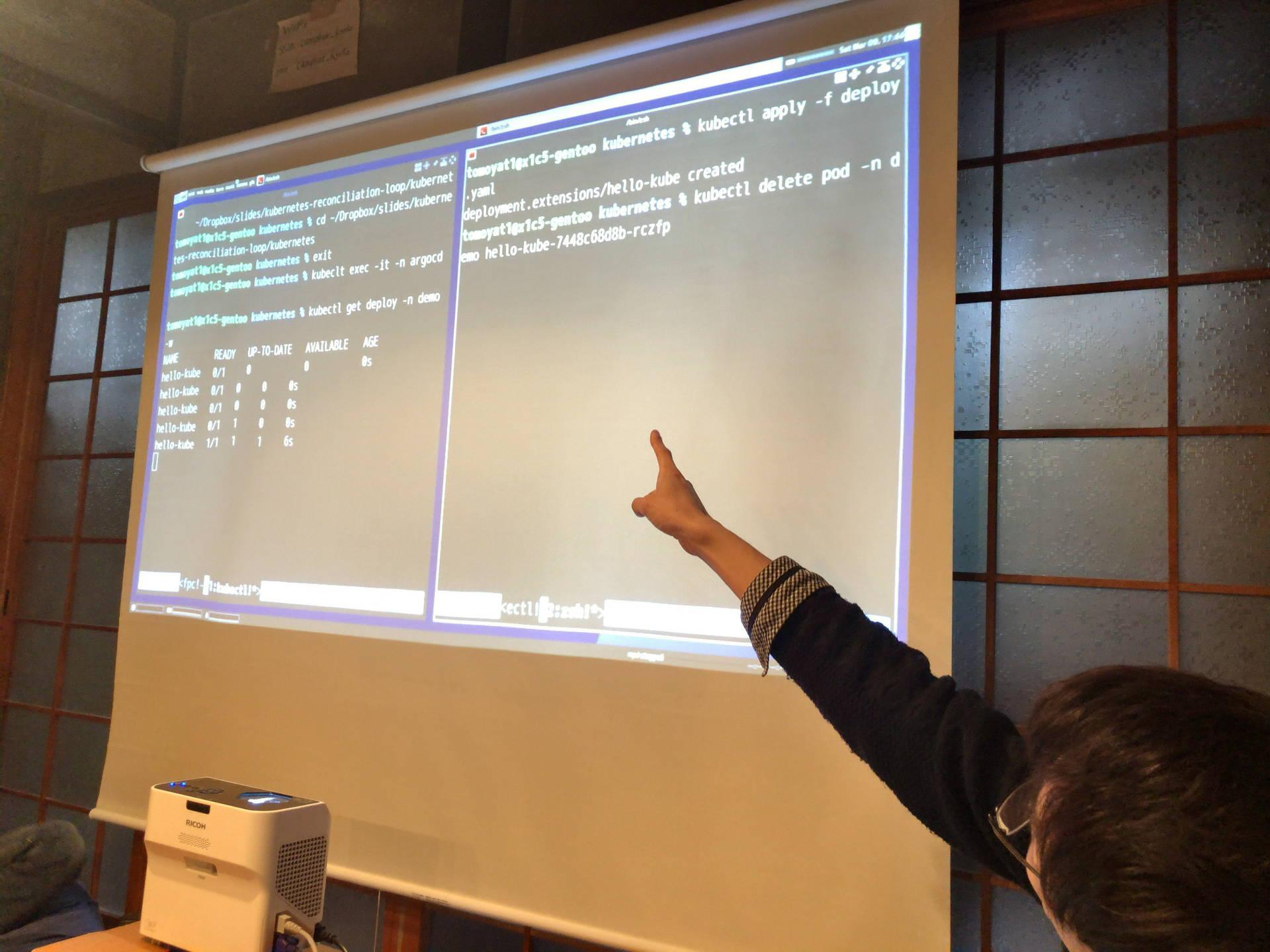 Kubernetesのデモの様子